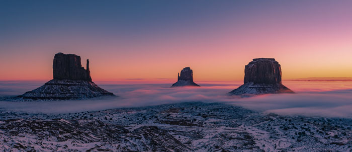 冬のモニュメントバレー日の出画像